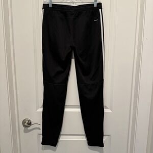 Women's Adidas Track Pants Joggers Black White Stripe Ankle Zip Climacool Sz M